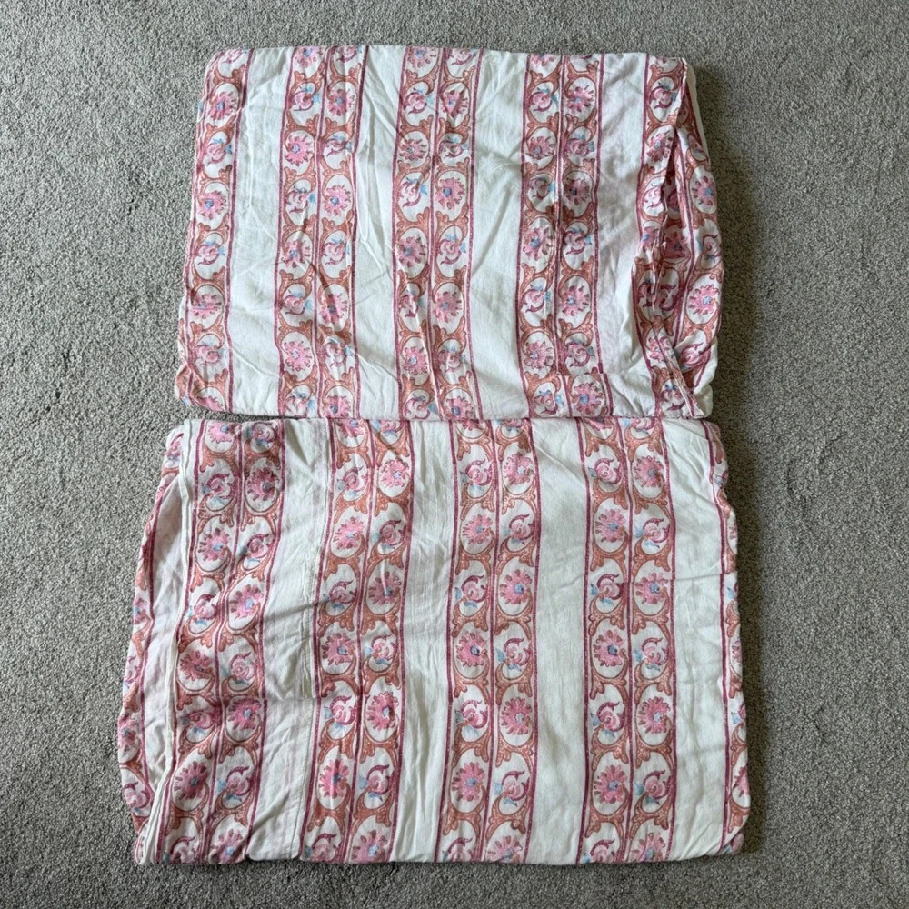 Anthropologie Home Block Printed Fields Pillow Shams Set of 2 Standard Size